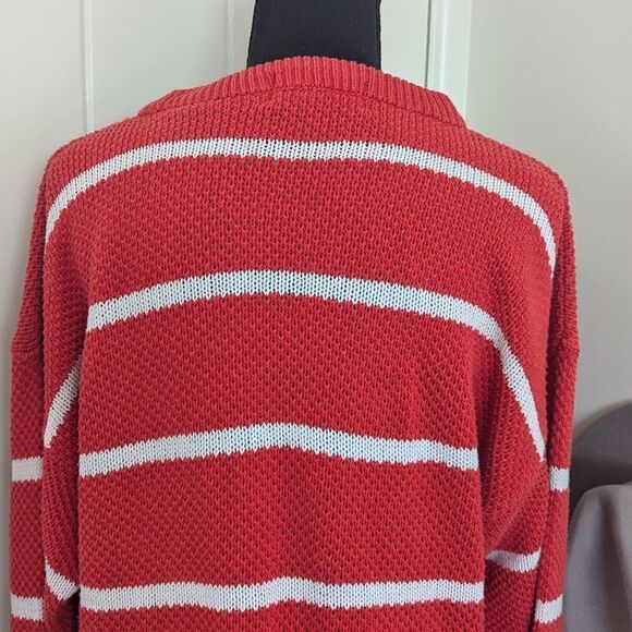 VTG Christian Dior Red White Stripes Sweater M Nautical Prep Coastal Retro Glam - Picture 7 of 9
